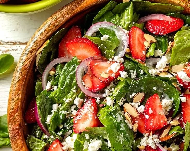 Crunchy Strawberry Romaine Feta Salad