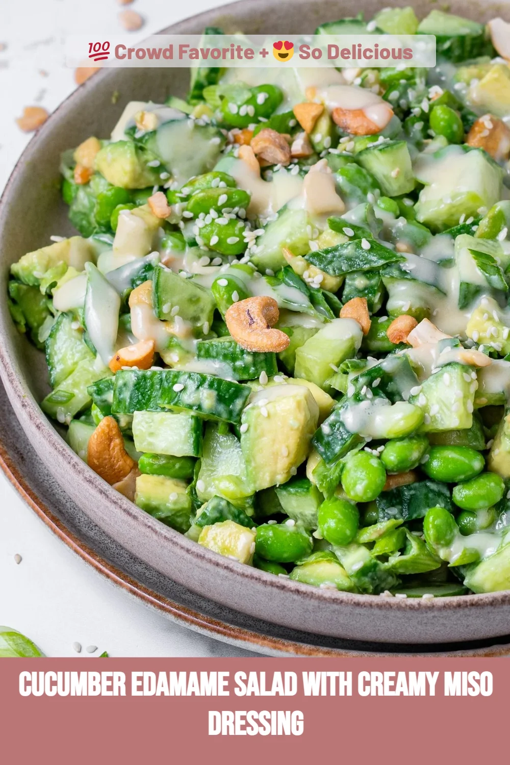 Cucumber Edamame Salad with Creamy Miso Dressing