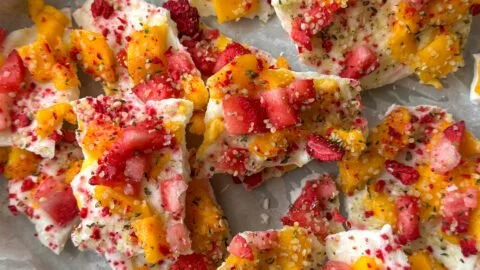 Easy Frozen Yogurt Bark With Strawberry and Mango