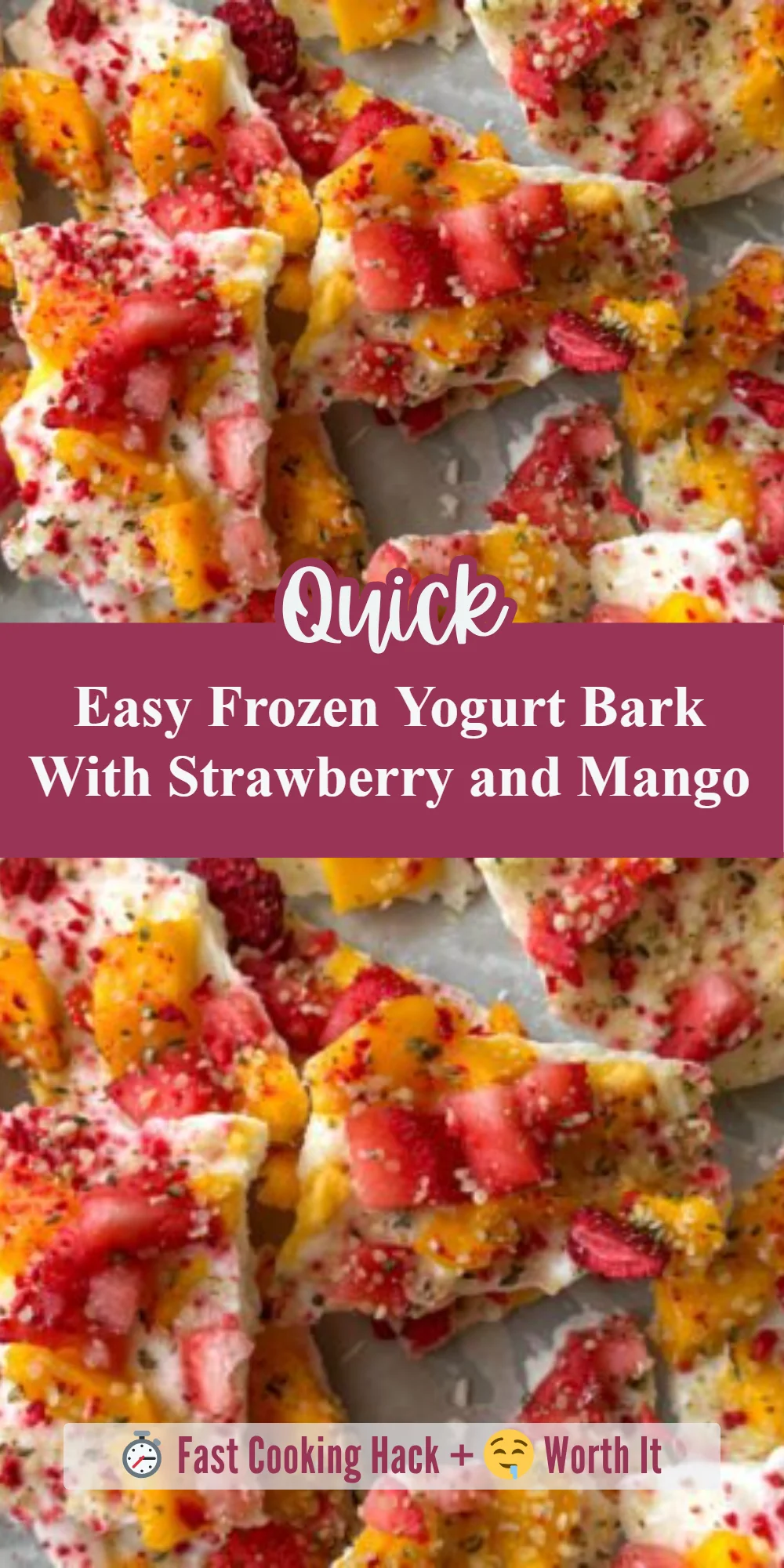 Easy Frozen Yogurt Bark With Strawberry and Mango