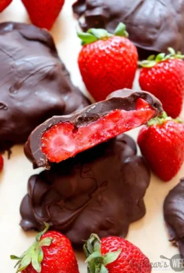 Frozen chocolate covered strawberry bites, a delicious cool treat.