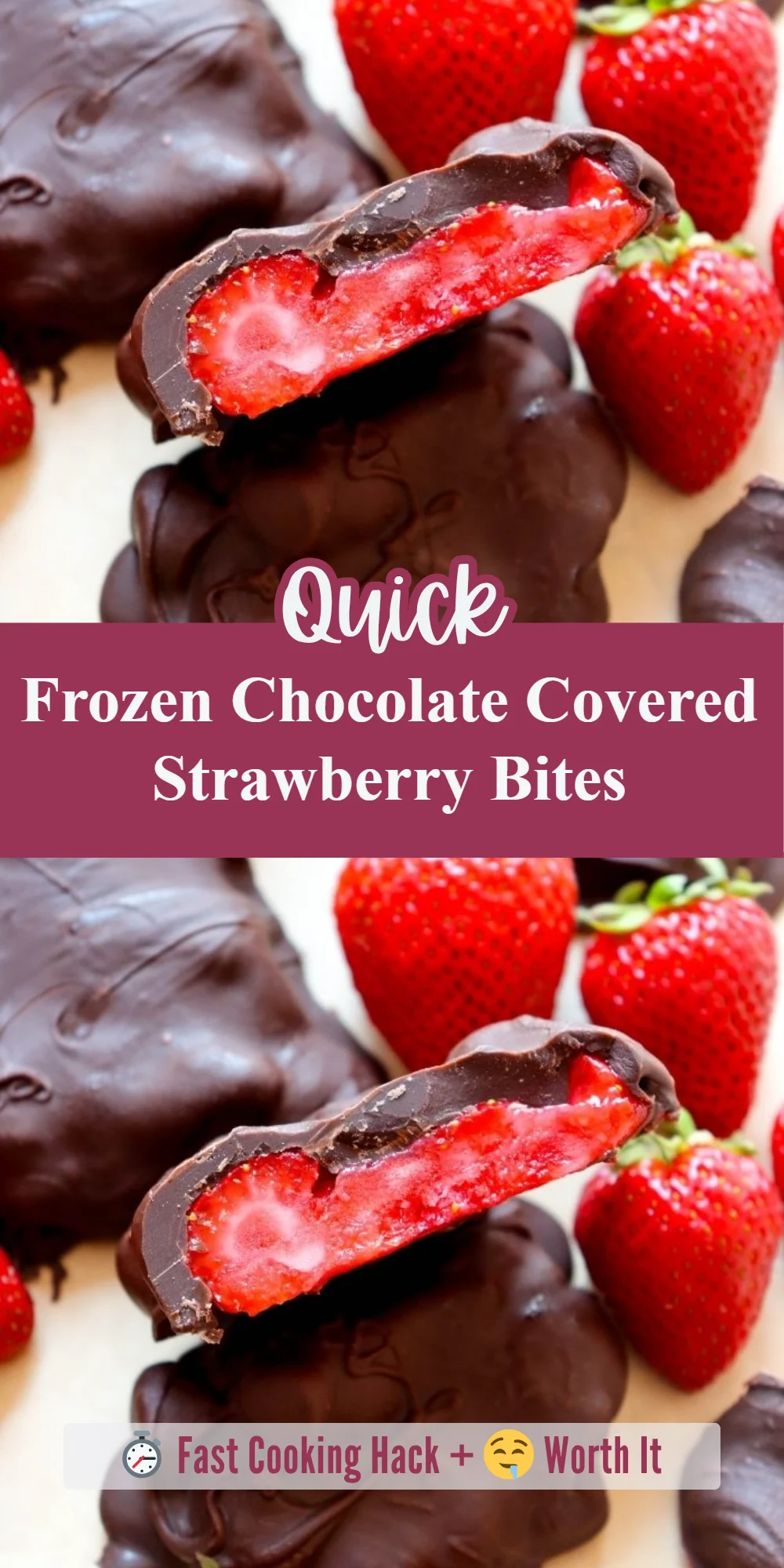 Frozen Chocolate Covered Strawberry Bites