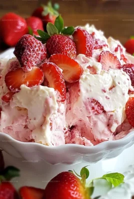 Frozen Strawberry Dessert Salad with vibrant strawberries and creamy texture