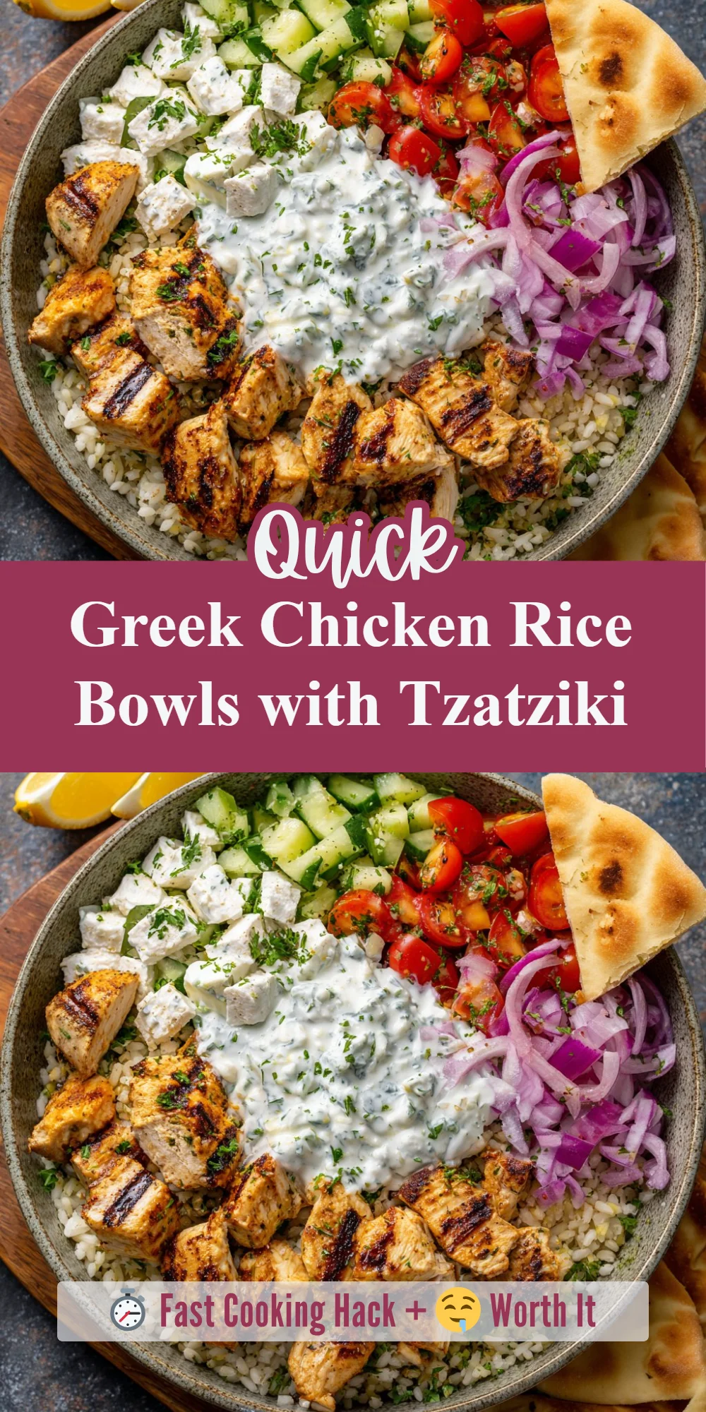 Greek Chicken Rice Bowls with Tzatziki