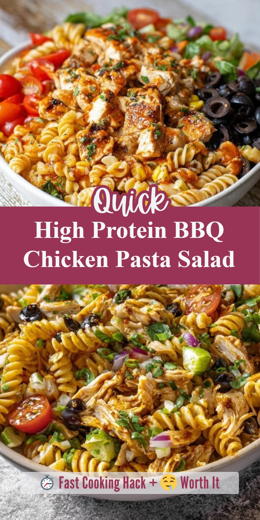 High Protein BBQ Chicken Pasta Salad