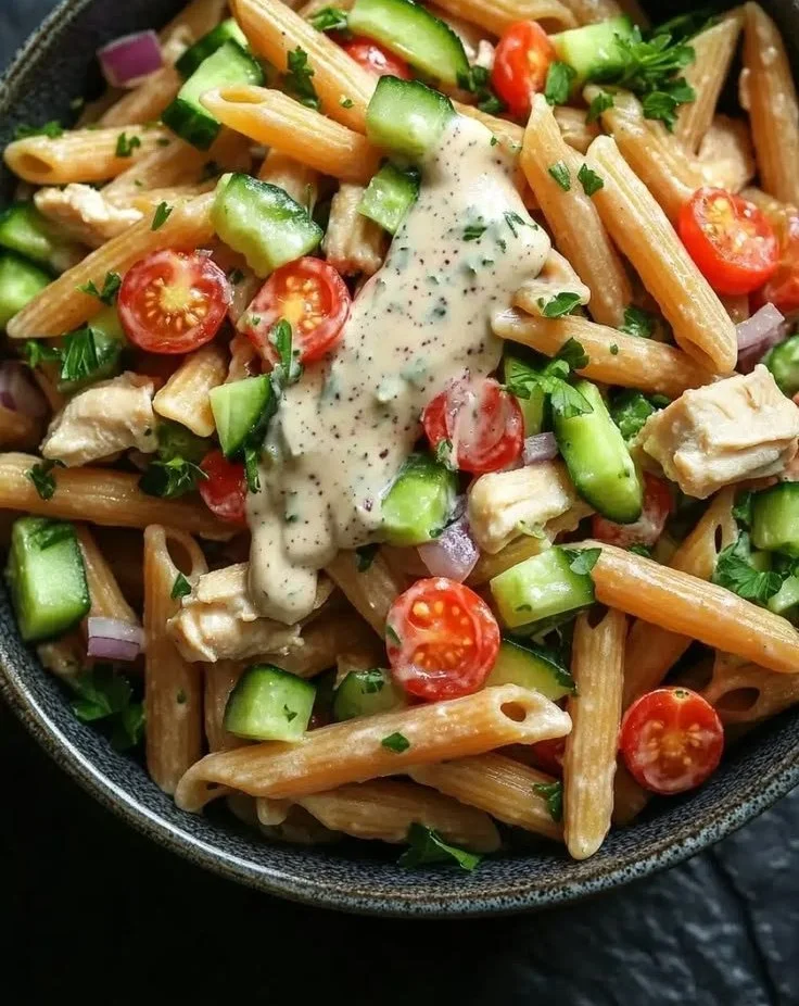 High Protein Chicken Pasta Salad