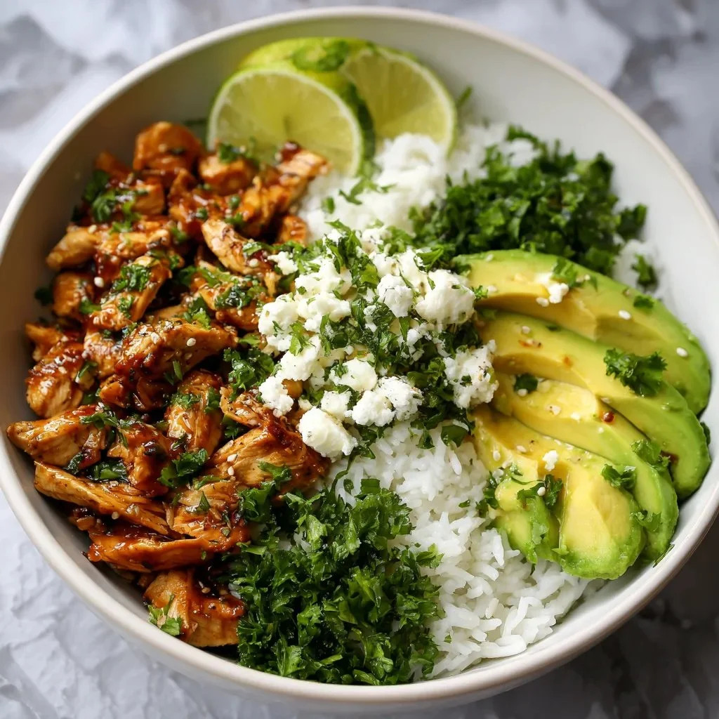 Honey Lime Chicken and Avocado Rice Bowl for a healthy dinner