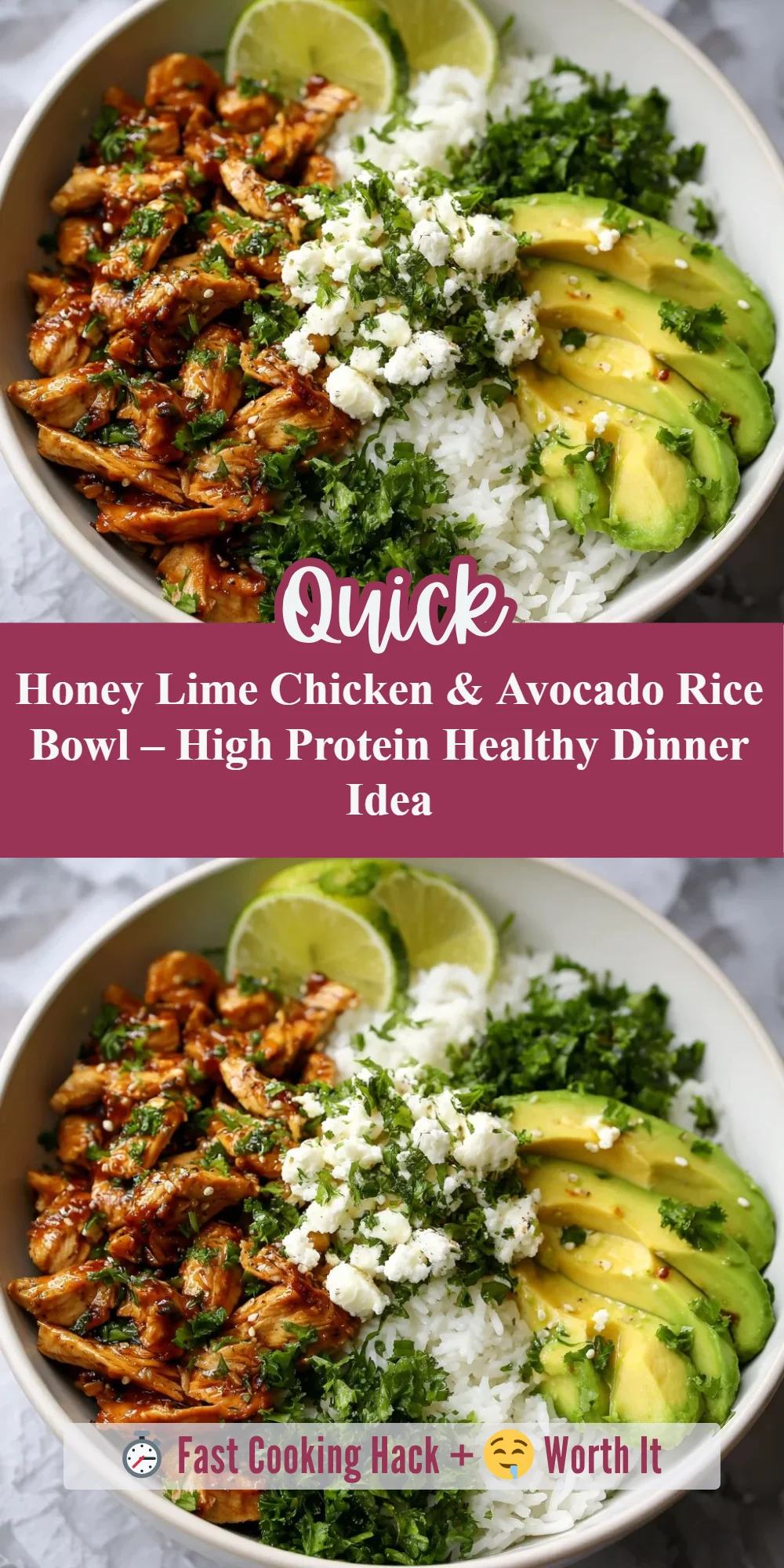Honey Lime Chicken & Avocado Rice Bowl – High Protein Healthy Dinner Idea