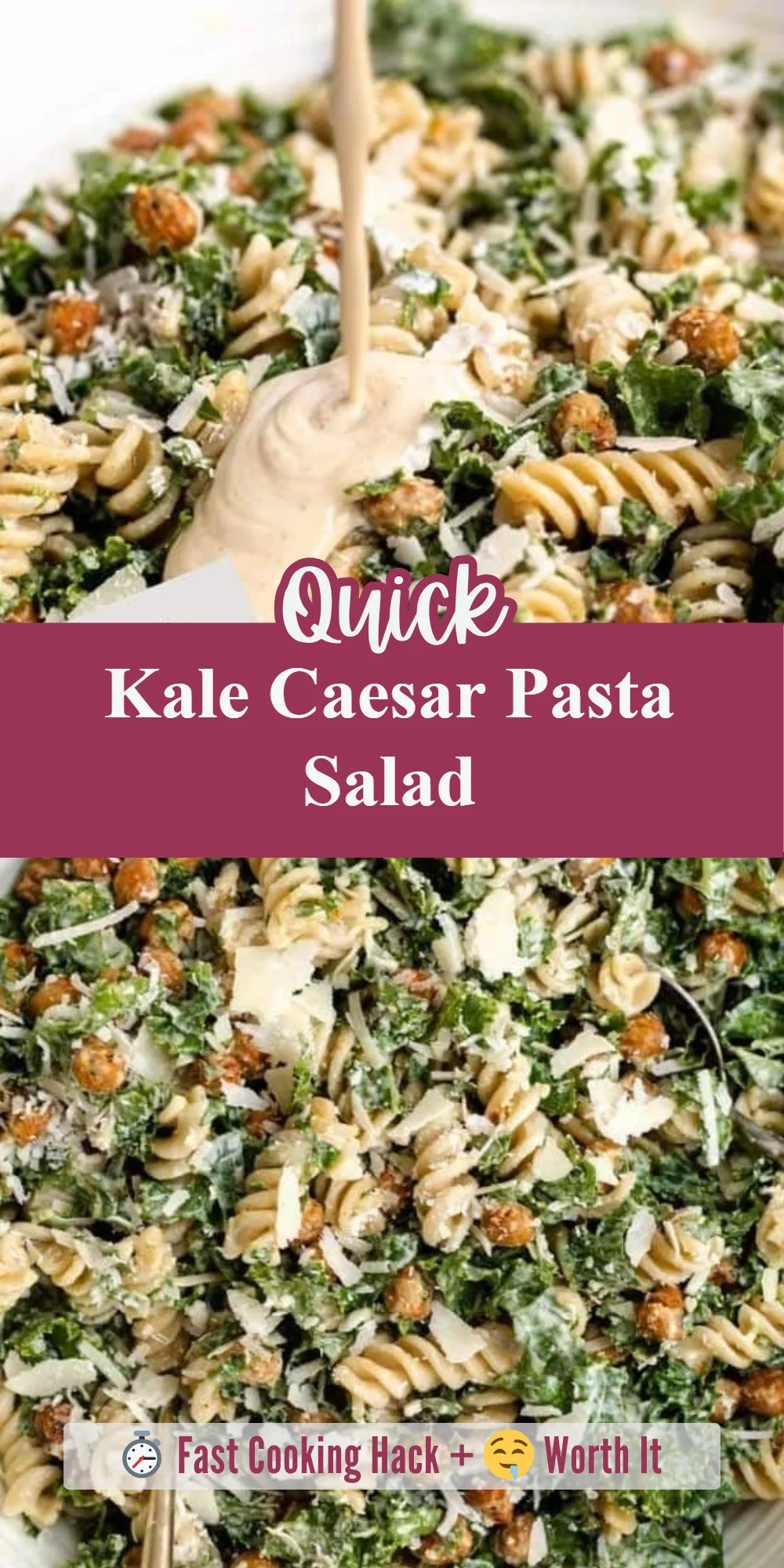 Kale Caesar Pasta Salad