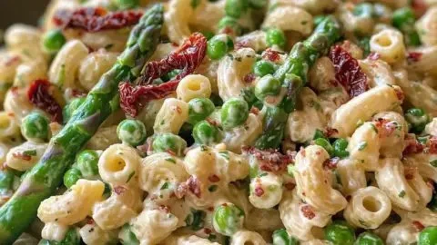 Lemon-Dijon Asparagus and Pea Macaroni Salad for Spring Vibes