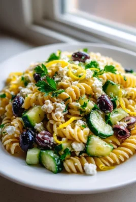 Mediterranean Feta Pasta Salad with fresh vegetables and feta cheese