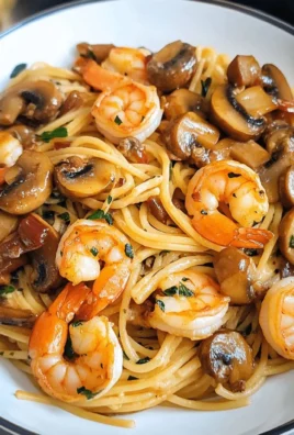 Delicious Mushroom Garlic Shrimp Pasta with fresh ingredients and savory flavors