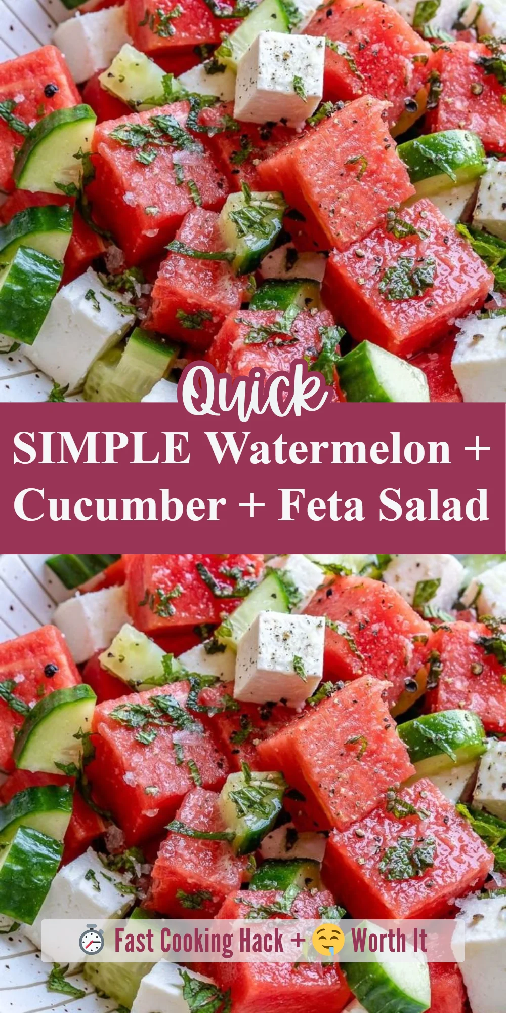 SIMPLE Watermelon + Cucumber + Feta Salad