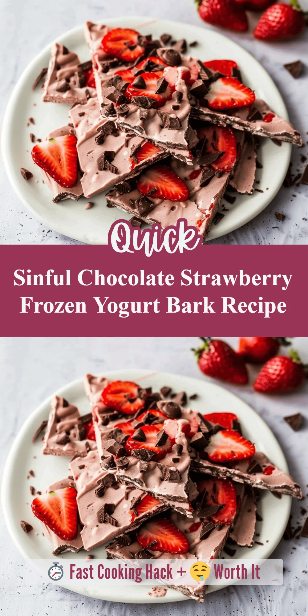 Sinful Chocolate Strawberry Frozen Yogurt Bark Recipe