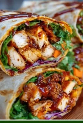 Spicy honey BBQ chicken wraps with fresh ingredients and flavorful sauce