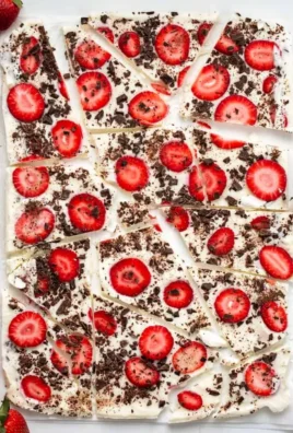 Delicious Strawberry Chocolate Yogurt Bark with fresh strawberries and yogurt