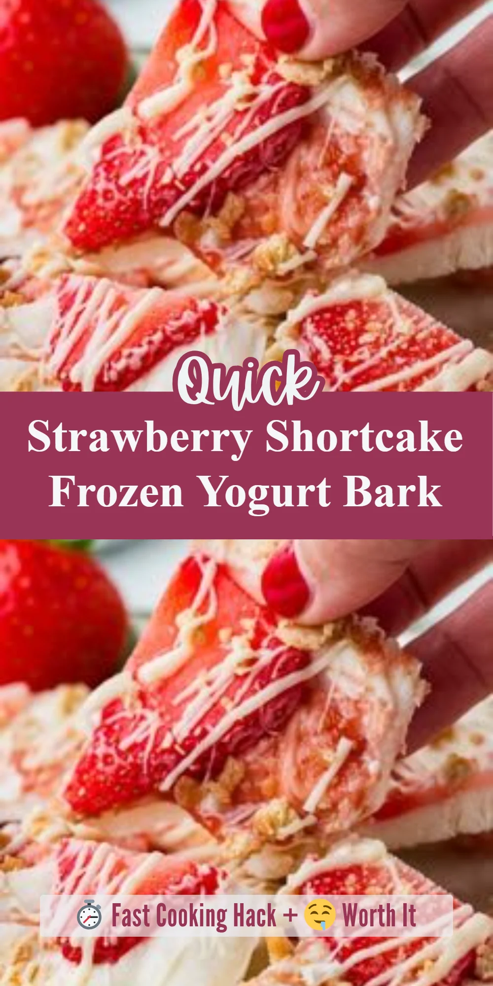 Strawberry Shortcake Frozen Yogurt Bark