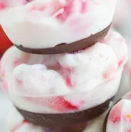 Delicious strawberry yogurt bites on a plate, perfect for a healthy snack