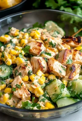 Delicious Street Corn Creamy Cucumber Chicken Salad in a bowl
