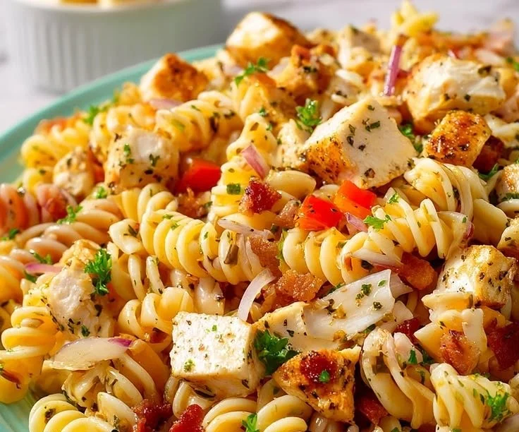 Tasty Chicken Pasta Salad with Italian Dressing