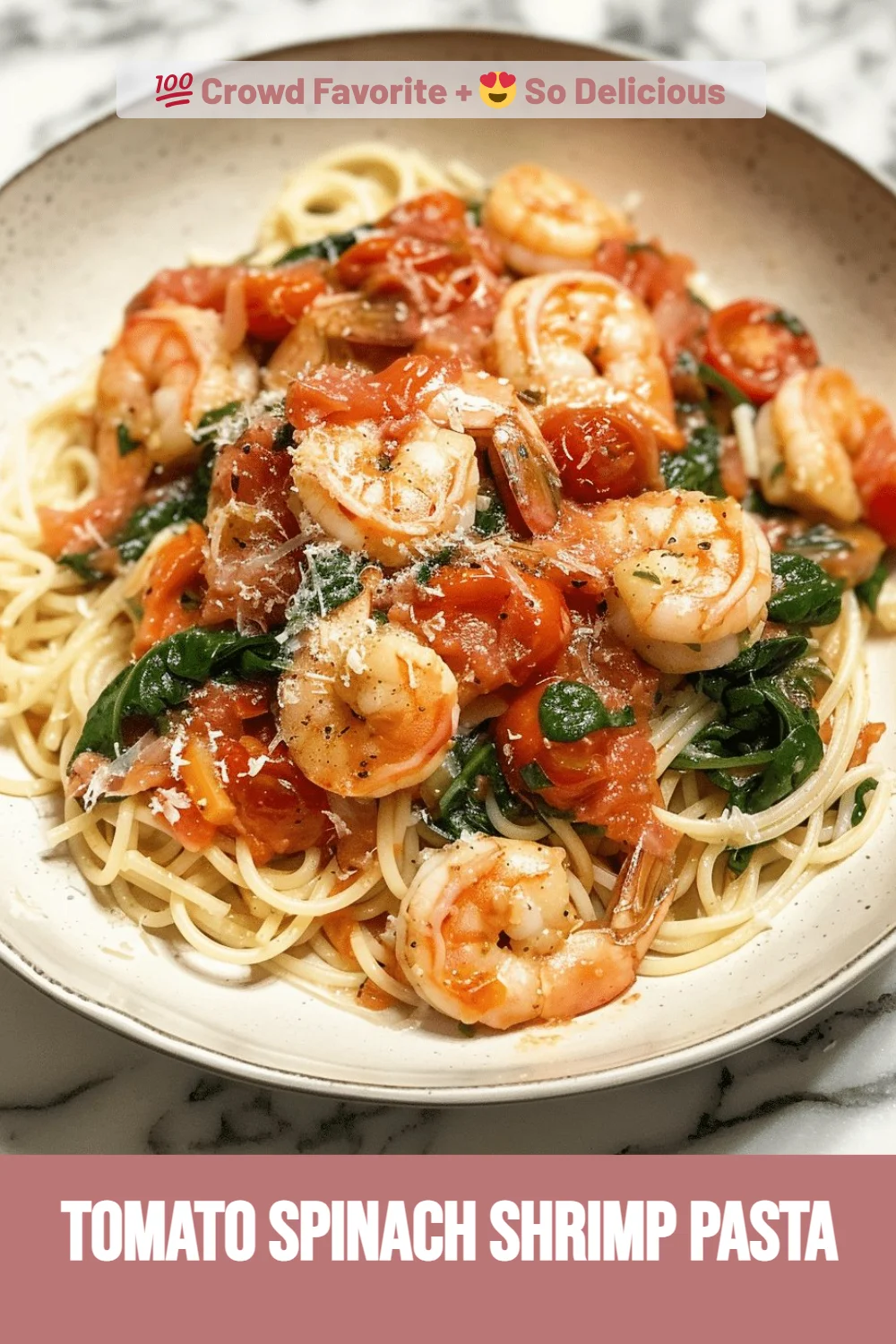Tomato Spinach Shrimp Pasta
