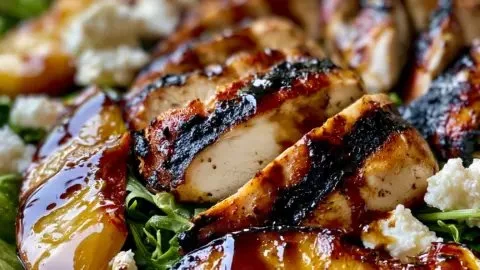 20 Minute Summer Grilled Peach and Chicken Salad