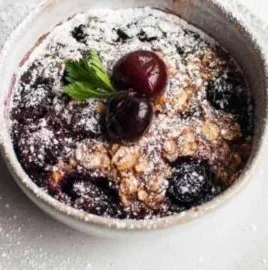 Air Fryer Cherry Oatmeal Breakfast Bake served in a dish