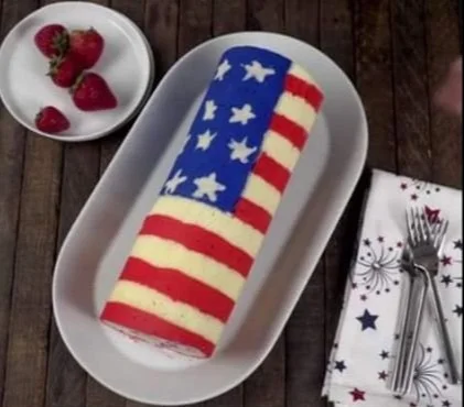 American Flag Roll Cake