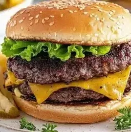 Blackstone smash burgers cooking on a griddle with toppings and condiments
