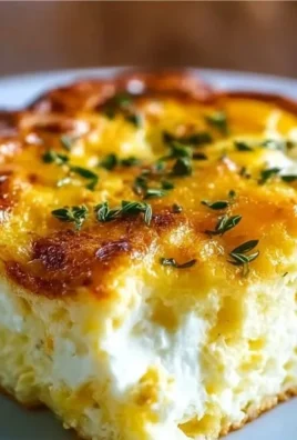 Cottage Cheese Egg Bake Casserole baked in a dish with fresh herbs and colorful vegetables.