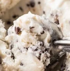 Delicious homemade cottage cheese ice cream in a bowl with fresh fruits