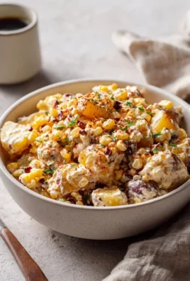 Creamy Mexican Street Corn Potato Salad with vibrant toppings in a bowl