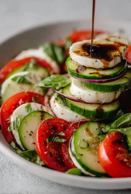 Cucumber Caprese Salad featuring cucumbers, tomatoes, and mozzarella