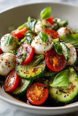 Fresh Cucumber Caprese Salad with mozzarella, tomatoes, and basil