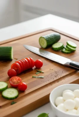 Cucumber Caprese Salad with fresh mozzarella, tomatoes, and basil