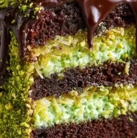 Delicious Dubai Chocolate Pistachio Cake with rich chocolate and crunchy pistachios