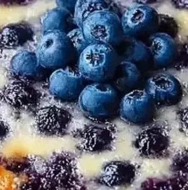 Easy blueberry breakfast bake with cottage cheese in a baking dish