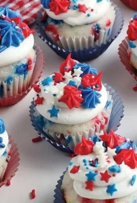 Colorful Firework Mini Cupcakes decorated with vibrant frosting and sprinkles
