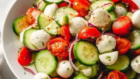 Fresh Cucumber Caprese Salad