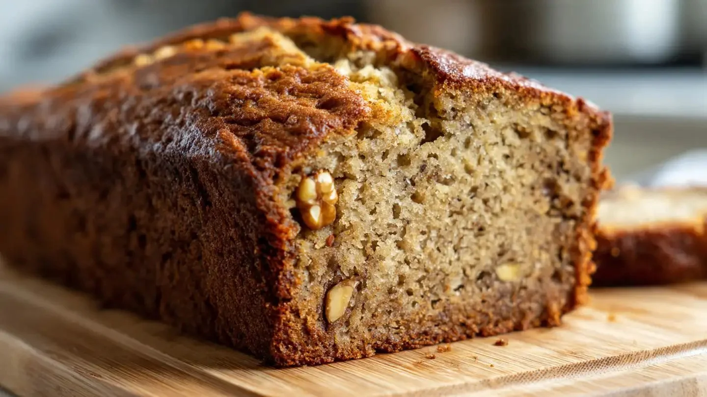 Healthy banana bread made with Greek yogurt, perfect for breakfast or snacks.
