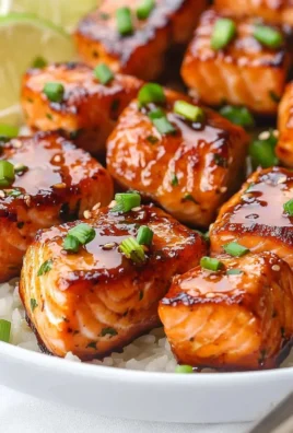 Delicious honey garlic salmon bites served as an appetizer