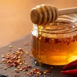 Delicious homemade hot honey drizzled on food