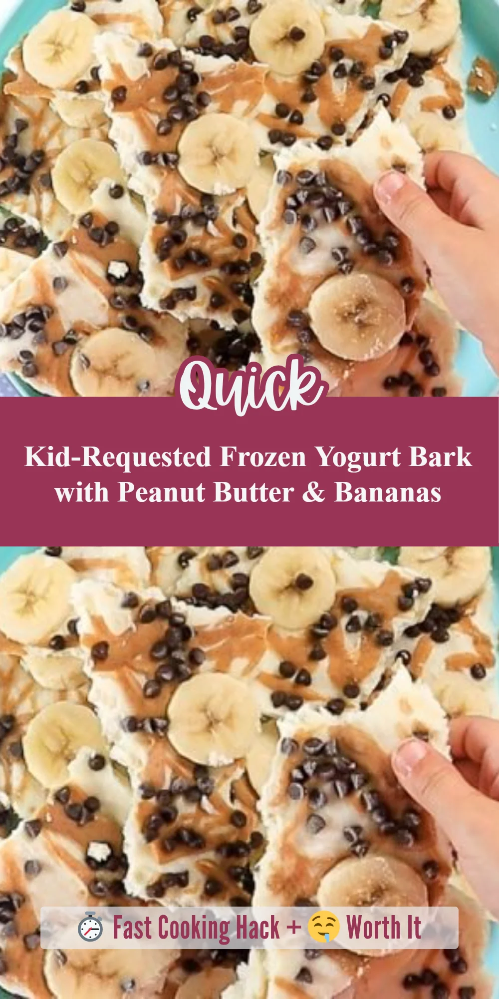 Kid-Requested Frozen Yogurt Bark with Peanut Butter & Bananas