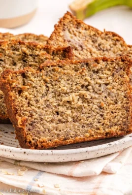 Moist oat flour banana bread made with Greek yogurt