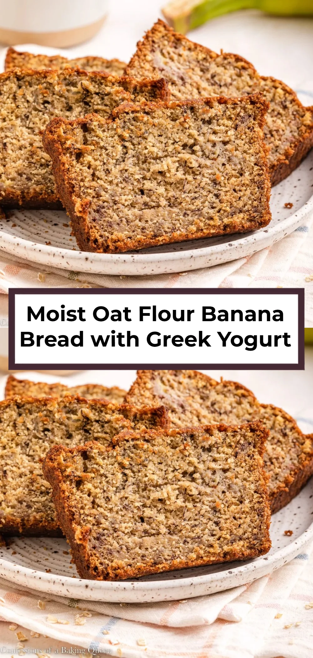 Moist Oat Flour Banana Bread with Greek Yogurt