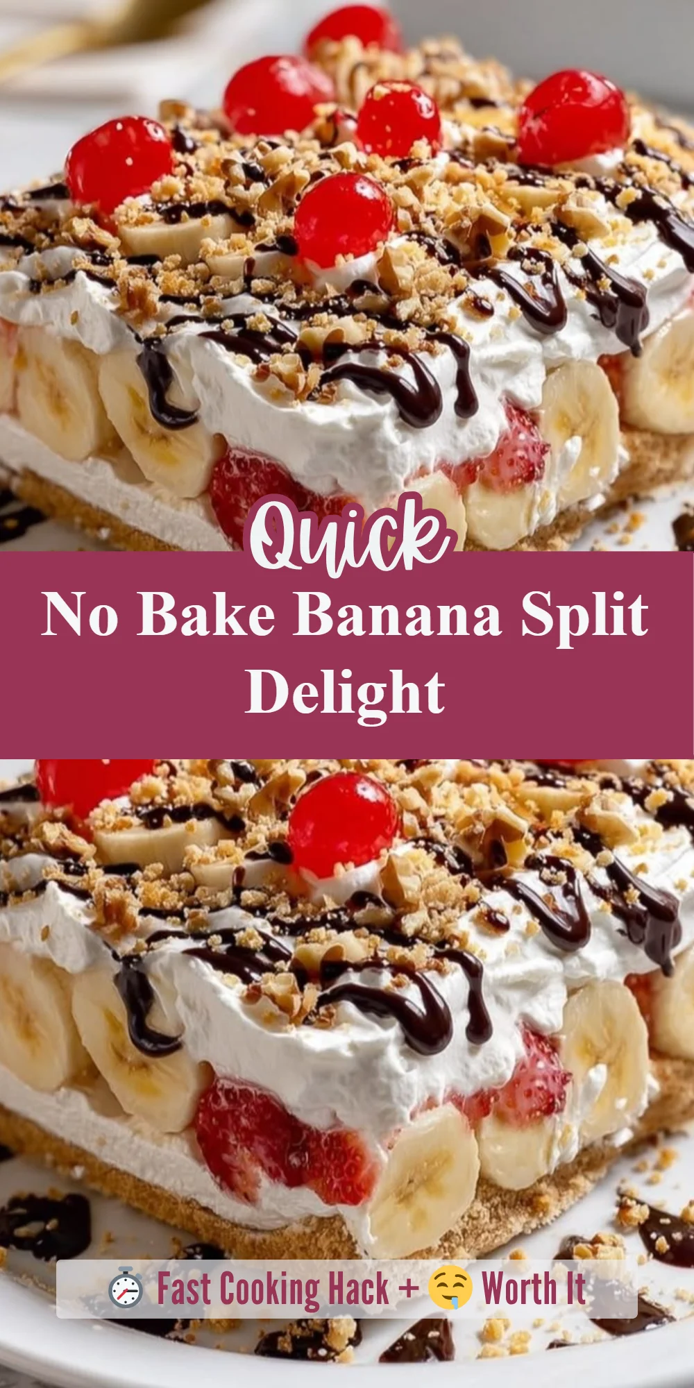 No Bake Banana Split Delight
