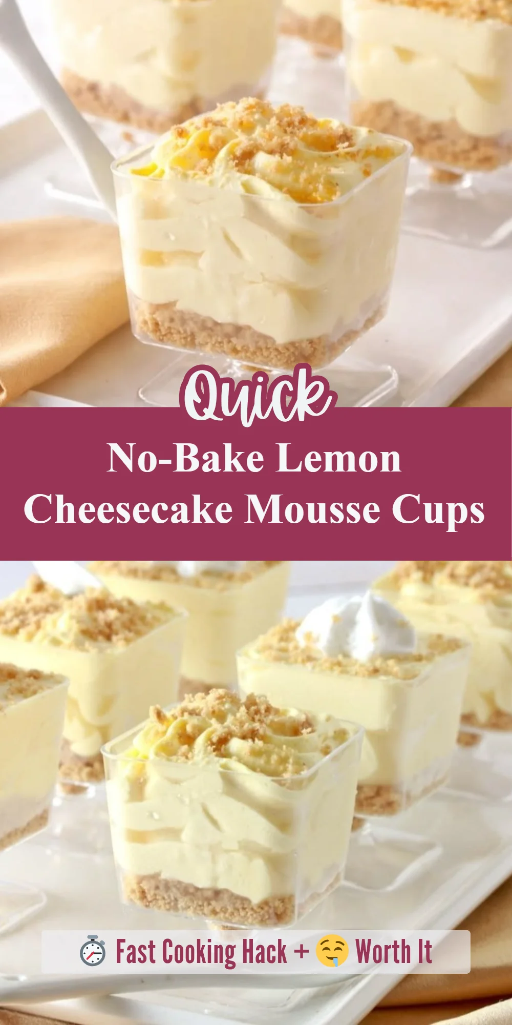 No-Bake Lemon Cheesecake Mousse Cups