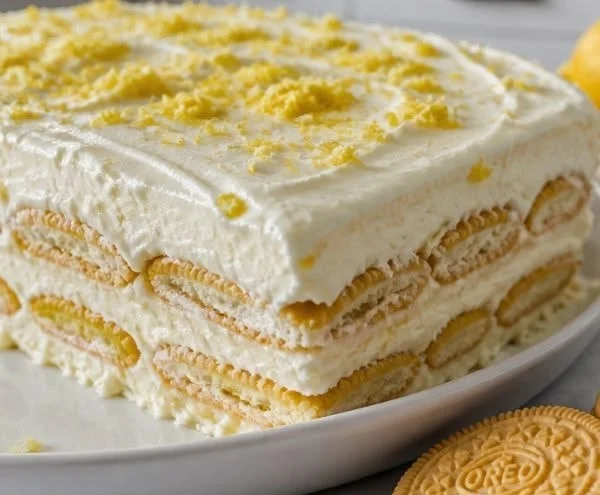 No Bake Lemon Oreo Icebox Cake