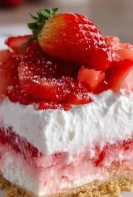 Delicious no bake strawberry lasagna dessert layered with cream and fresh strawberries
