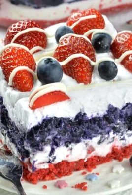 No bake summer berry lasagna with layers of fresh berries and cream